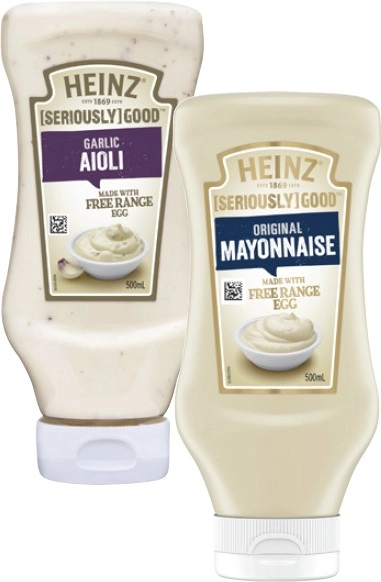 Heinz Seriously Good Aioli or Mayonnaise 500mL