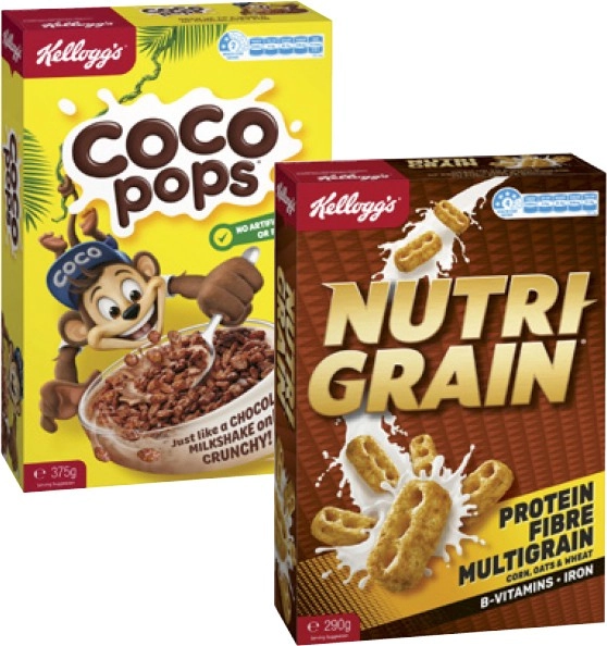 Kellogg's Nutri Grain 290g, Coco Pops 375g or Sultana Bran 420g