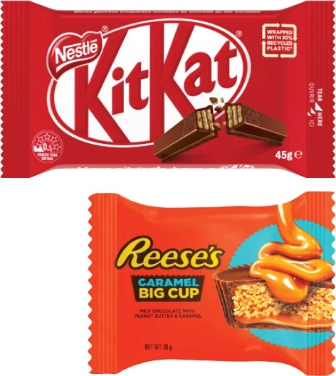 Nestlé Chocolate Bar 35g-55g or Reese's Cups 39g