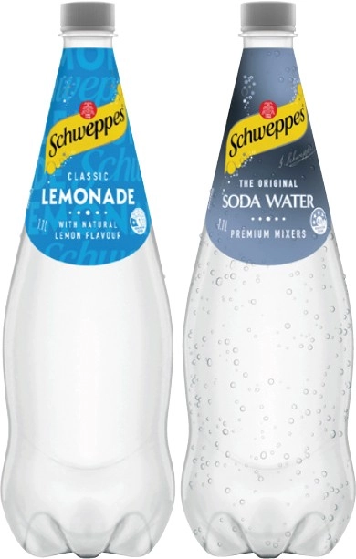 Schweppes Mineral Water, Mixers or Soft Drink 1.1 Litre