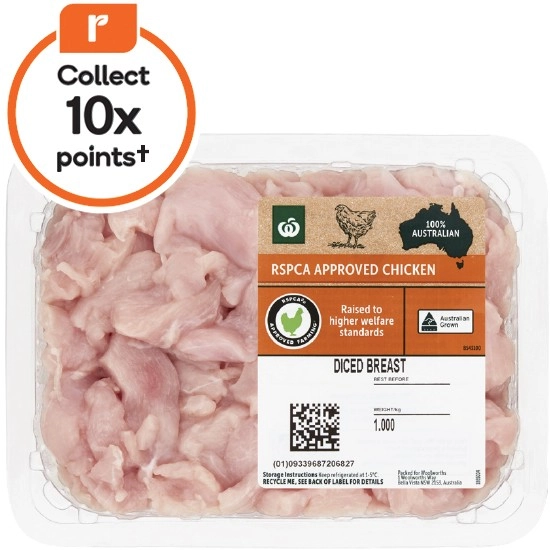 Australian Fresh RSPCA Approved Diced Chicken Breast 1 kg