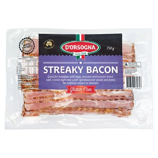 D’Orsogna Streaky Bacon 750g – From the Fridge