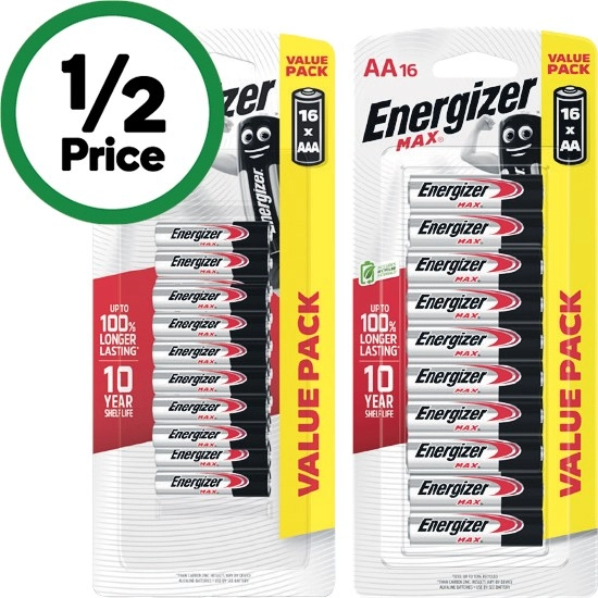 Energizer MAX Alkaline Batteries AA or AAA Pk 16