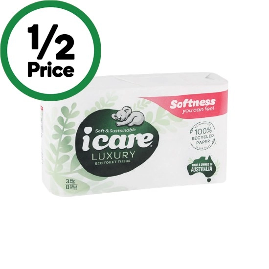 icare 100% Recycled Toilet Tissue Pk 8