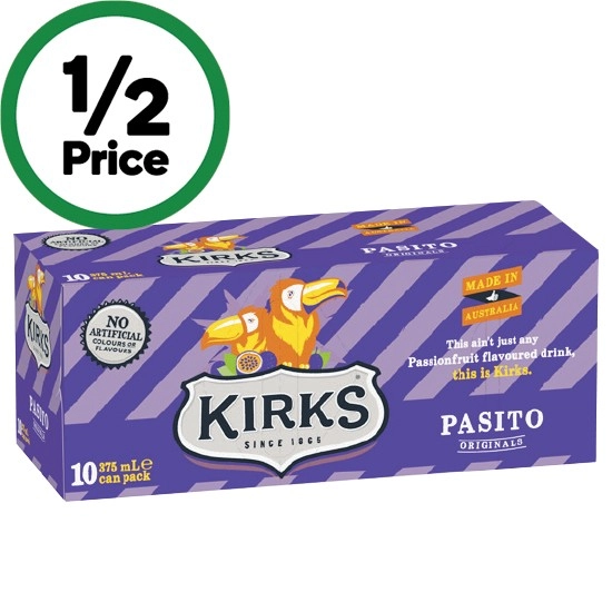 Kirks Soft Drink Can Varieties 10 x 375ml