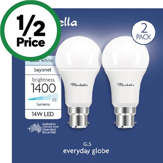 Mirabella LED Globes BC 14W 1400LM Pk 2