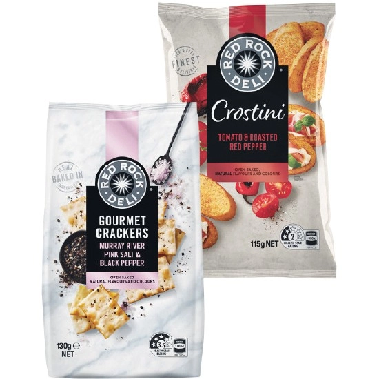 Red Rock Deli Gourmet Crackers 130g or Crostini 115g