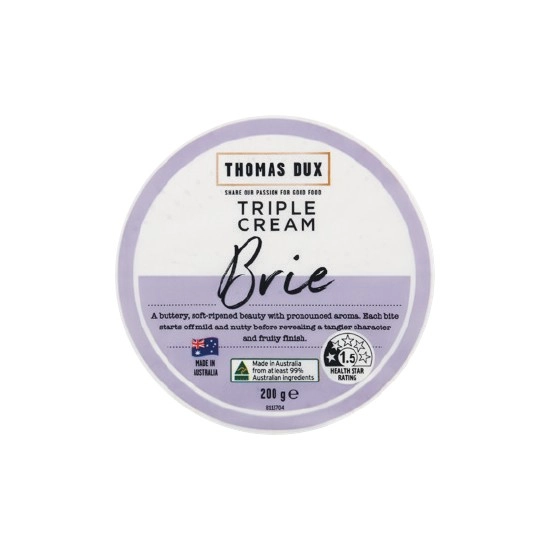 Thomas Dux Triple Cream Brie or Double Cream Camembert 200g – From the Deli