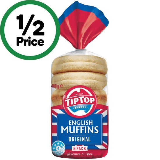 Tip Top English Muffins Varieties Pk 6