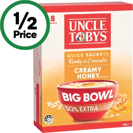 Uncle Tobys Big Bowl Oats 368g Pk 8