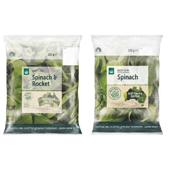 Woolworths Australian Baby Leaf Spinach 120g Pack or Spinach & Rocket 120g Pack