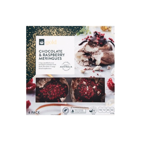 Woolworths Gold Chocolate and Raspberry Meringues Pk 4