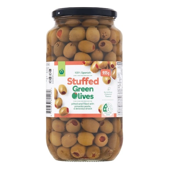 Woolworths Green Stuffed Olives 935g