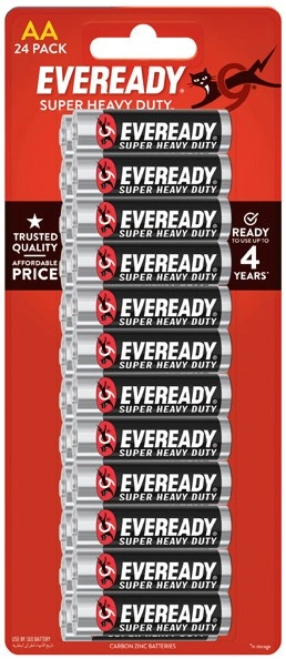 Eveready Super Heavy Duty AA or AAA Batteries 24 Pack