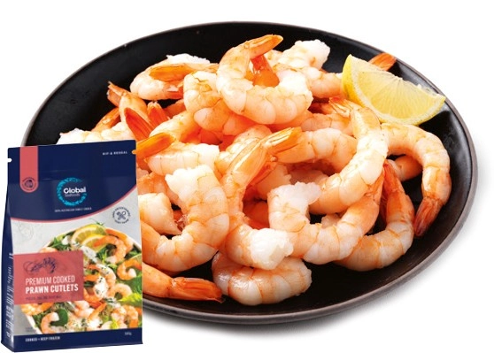 Global Seafoods Cooked Prawn Cutlets Tail On 500g