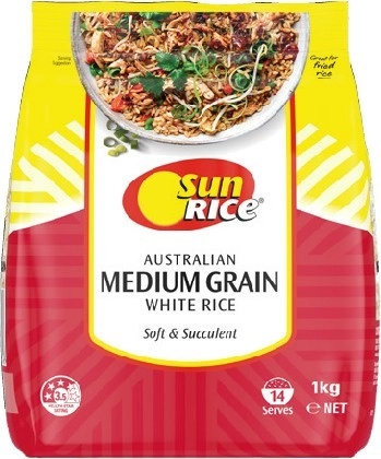 Sunrice White or Brown Medium Grain Rice 1kg