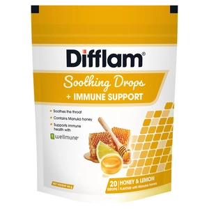 Difflam Soothing Drops + Immune Support Honey & Lemon Flavour 20 Pack