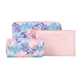 MP Cosmetics Pink Tropics Beauty Bag 3 Piece Set