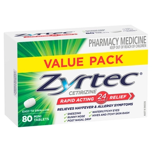 Zyrtec Cetirizine 10mg 80 Mini Tablets