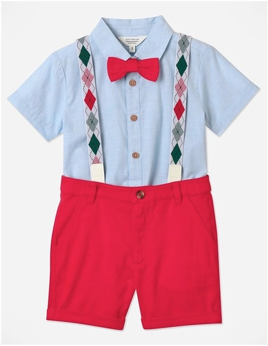 Myer Giftorium Christmas Shirt and Short with Braces Set