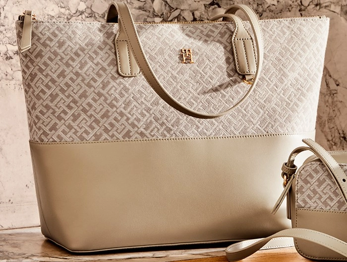 Tommy Hilfiger Jacquard Beige Monogram Tote