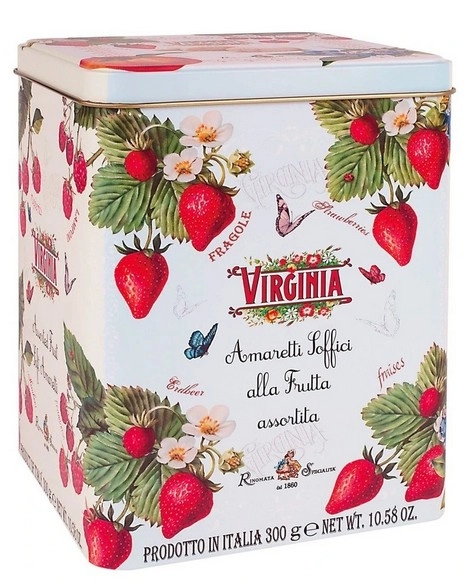 Virginia Assorted Fruit Soft Amaretti Cube Tin 300g