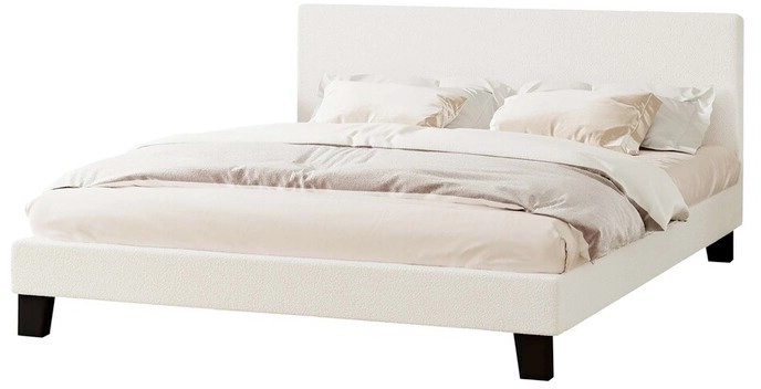 Demetrius Queen Boucle Bed in White