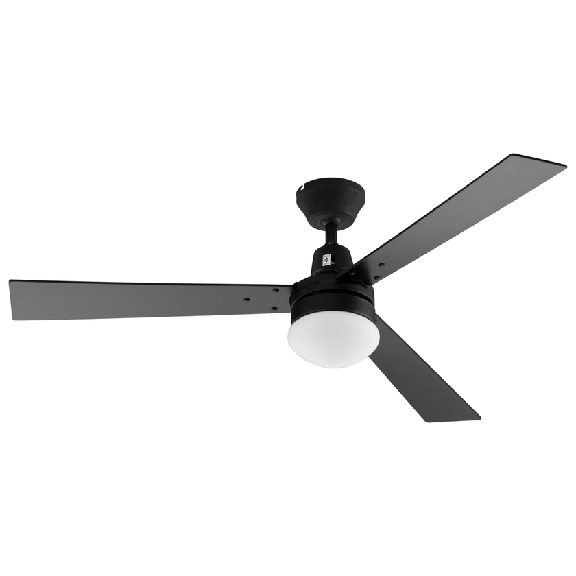 Arlec 120cm 3 Blade Ceiling Fan With Oyster Light & Remote. White/Cedar or Black/Walnut