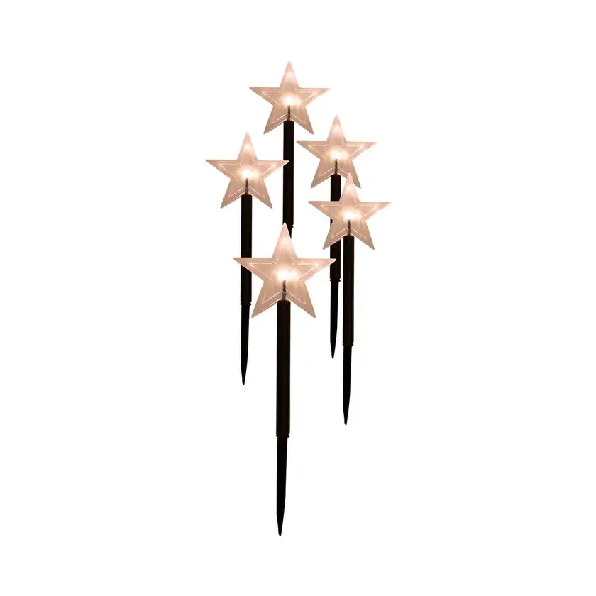 Arlec Solar 25cm Christmas Star Stake Lights 5Pk