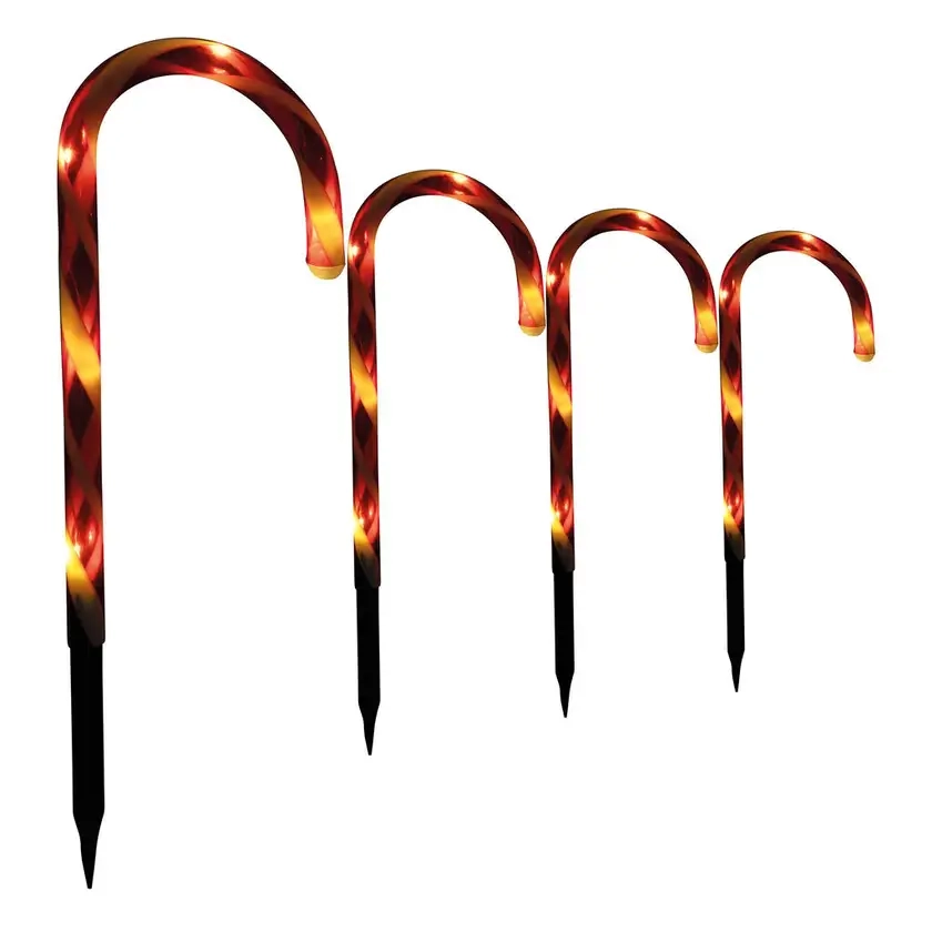 Arlec Solar Candy Cane Stake Lights 4Pk