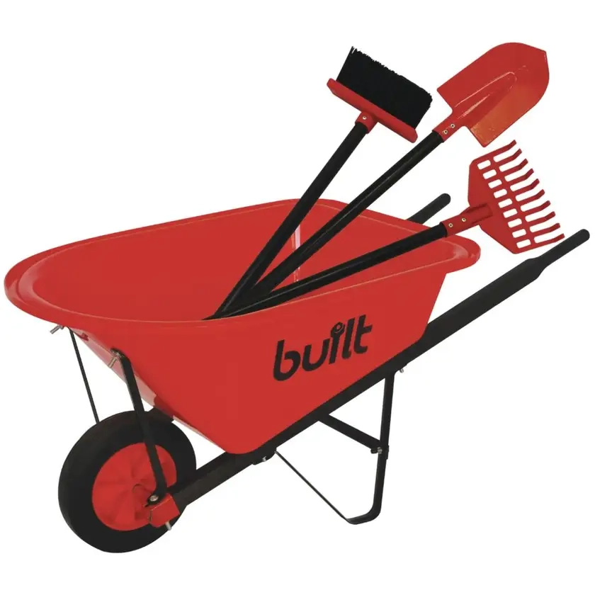 Built Kid's Wheelbarrow & Garden Tools Set