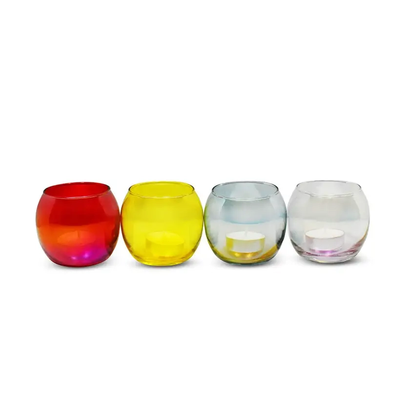 Glass Colour Bubble Tea Light Holder