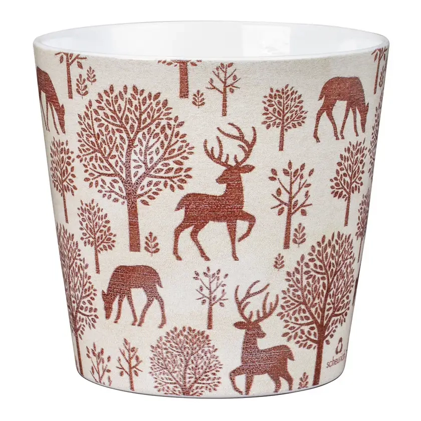 Srich 16cm Festive Pots Woodland Reindeer. Red