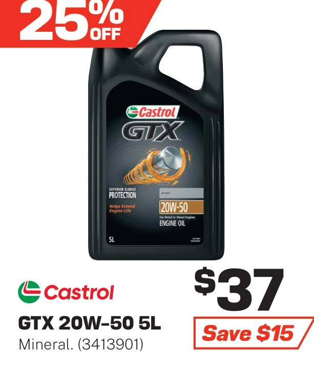 Castrol GTX 20W-50 Engine Oil 5L - 3413901