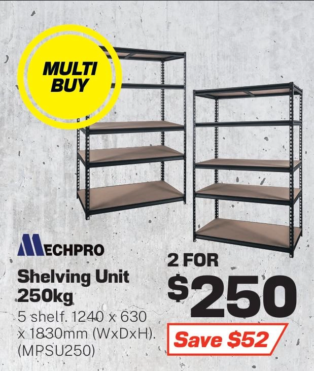 Mechpro 250kg 5 Shelf Shelving Unit - MPSU250