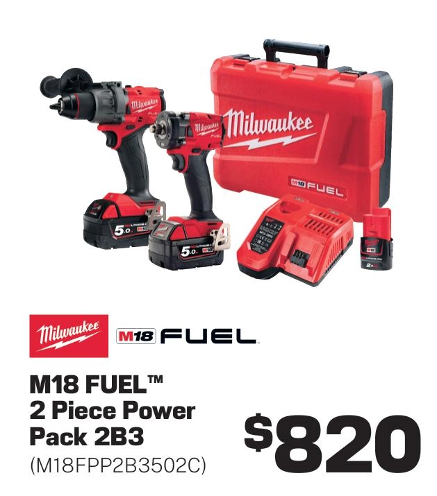 Milwaukee M18 Fuel 2 Piece Power Pack 2B3 - M18FPP2B3502C