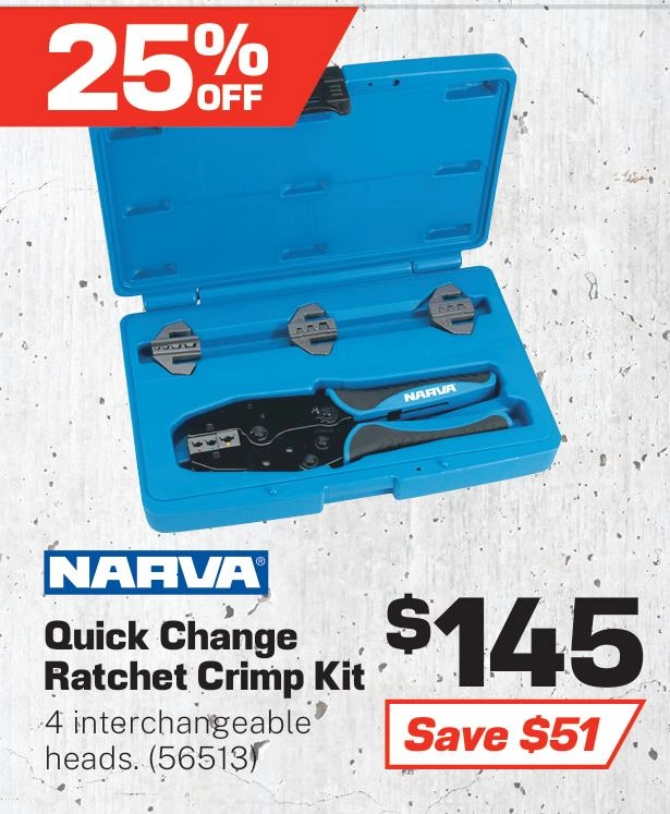 Narva Quick Change Ratchet Crimp Kit - 56513