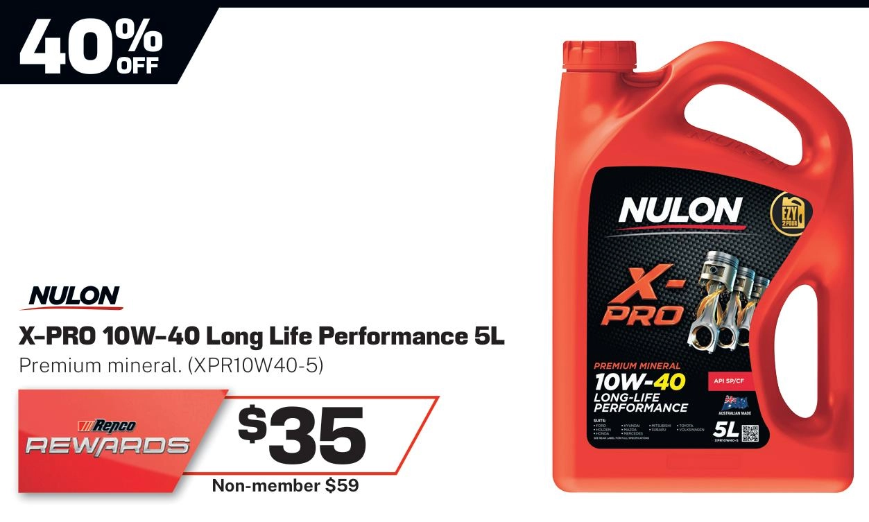 Nulon X-PRO Mineral Long Life Protection 10W-40 Engine Oil 5L - XPR10W40-5