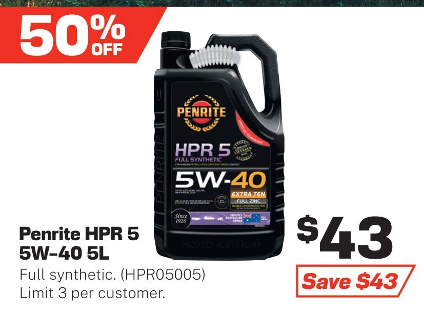 Penrite HPR 5 Full Synthetic 5W-40 Engine Oil 5L - HPR05005