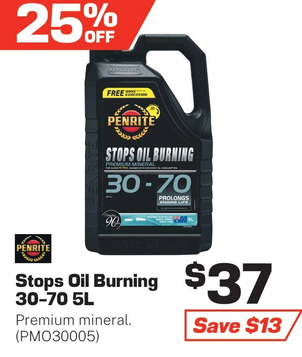 Penrite Stops Oil Burning 30W-70 Engine Oil 5L - PMO30005