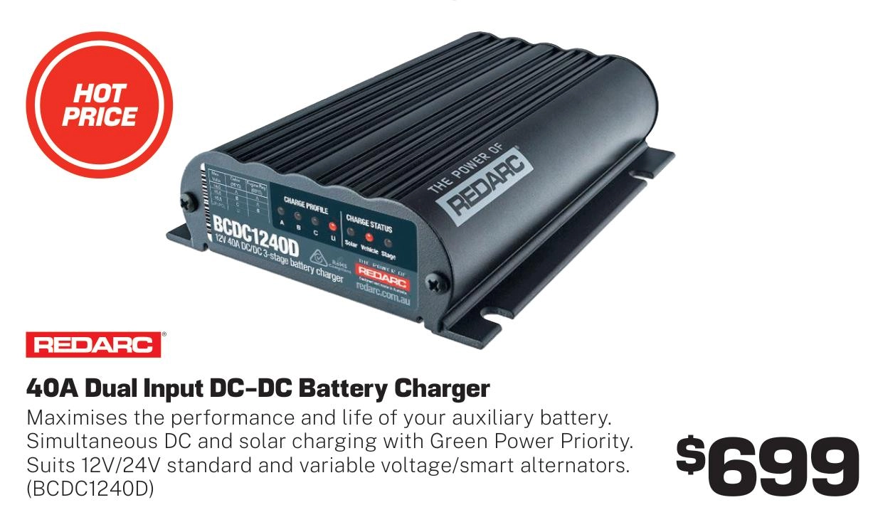 Redarc DC to DC Battery Charger 12V 40A - BCDC1240D