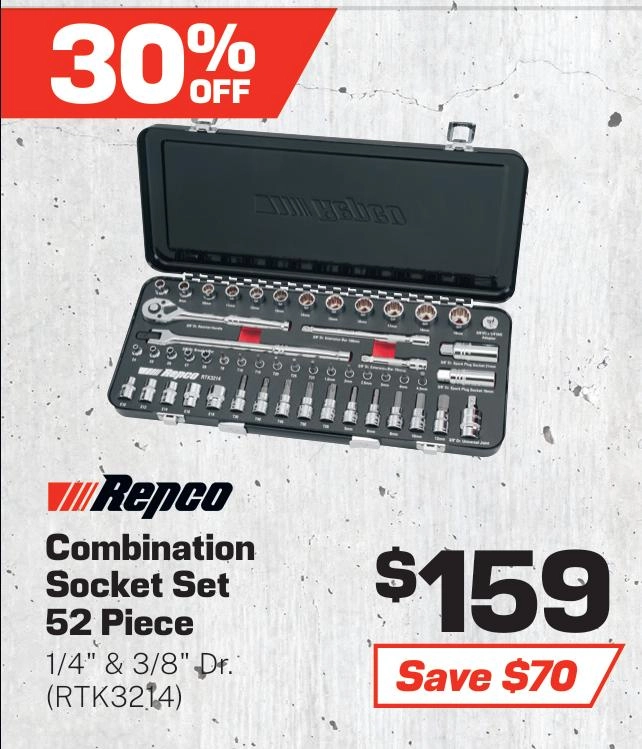 Repco 52 Piece Combination 1/4 & 3/8 inch Socket Set - RTK3214