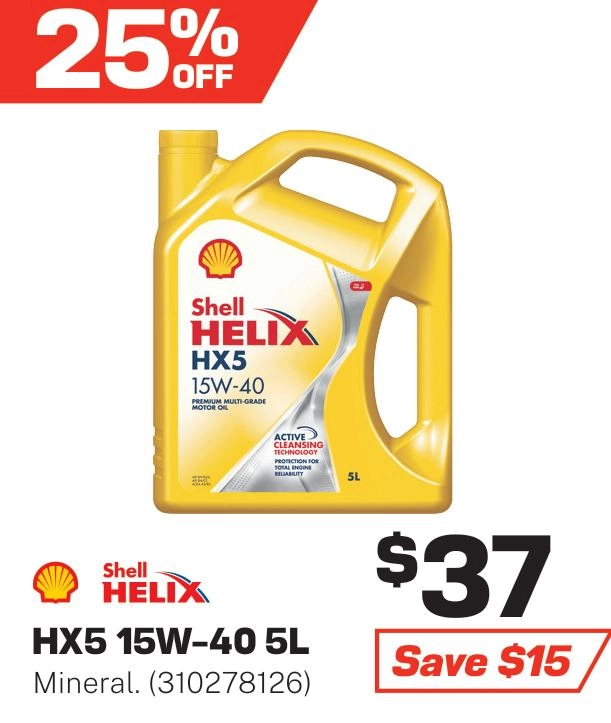 Shell Helix HX5 15W-40 Engine Oil SN + 5L - 310278126