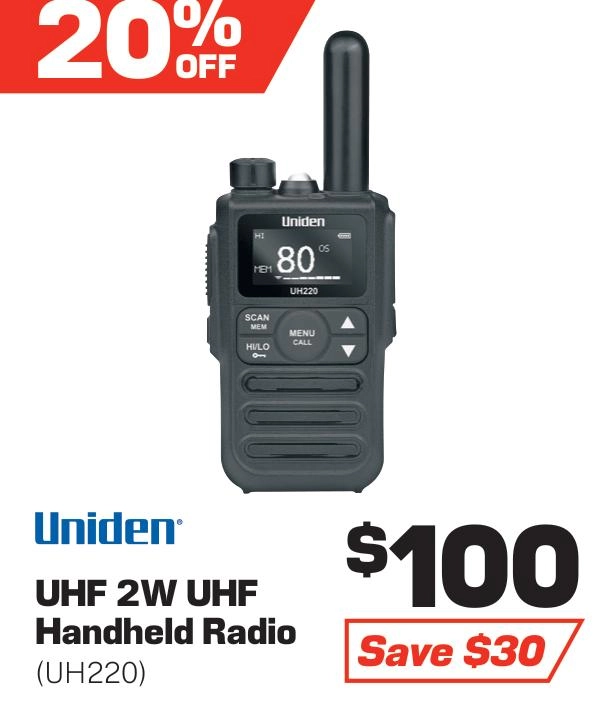 Uniden 2 Watt Handheld UHF Radio - UH220