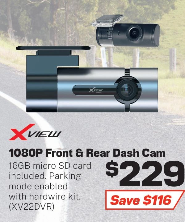 XView Dash Cam 1080p Full HD Front and Rear - XV22DVR