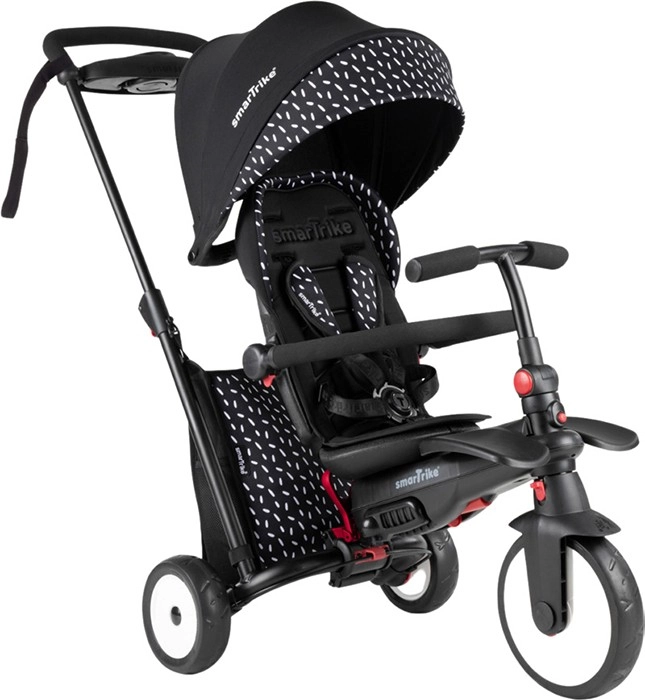 Smartrike STR5 Stroller B&W - Folding Baby Tricycle 7-in-1