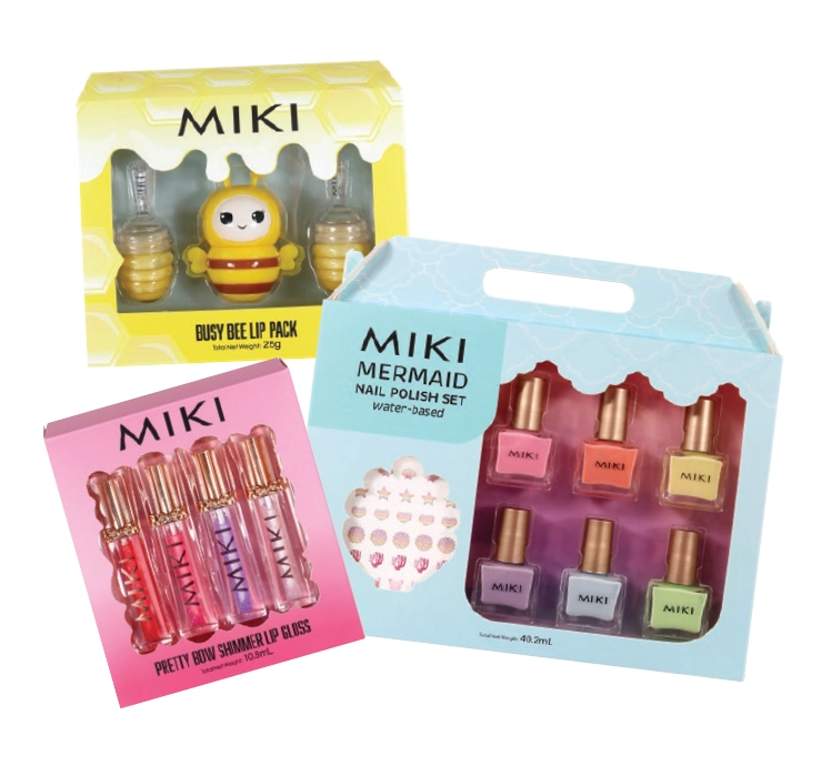 Miki Busy Bee Lip Pack, Pretty Bow Shimmer Lip Gloss Set or Mermaid Nail Polish Set