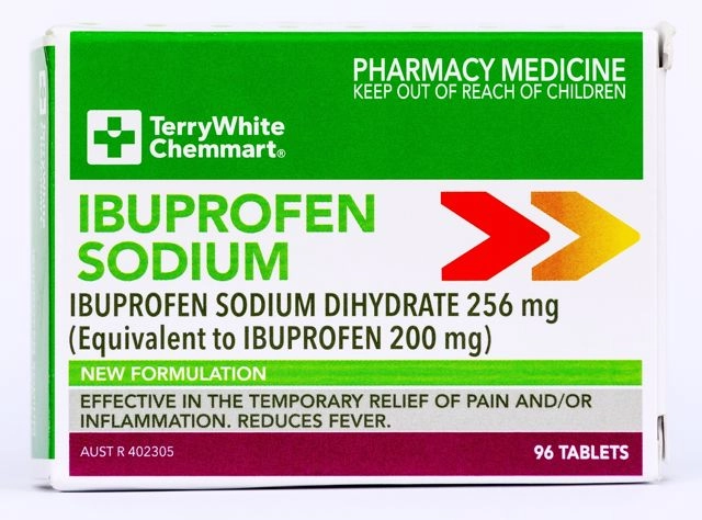 TerryWhite Chemmart Ibuprofen Sodium 256mg 96 tablets