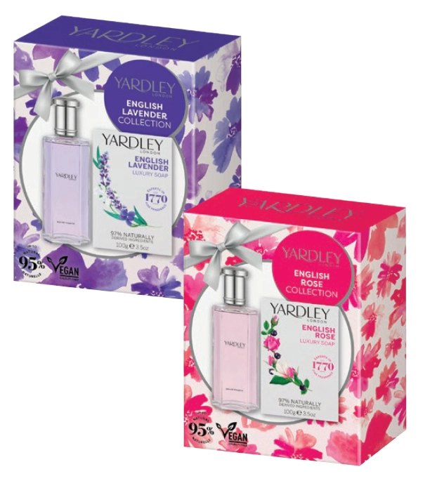 Yardley English Lavender or Rose EDT 125ml & Soap 100g Gift Set 2 piece