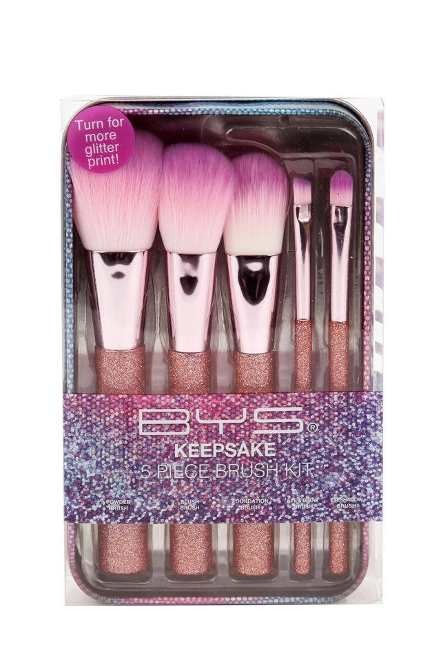 BYS Glitter Makeup Brushes in Keepsake Tin 5 Piece